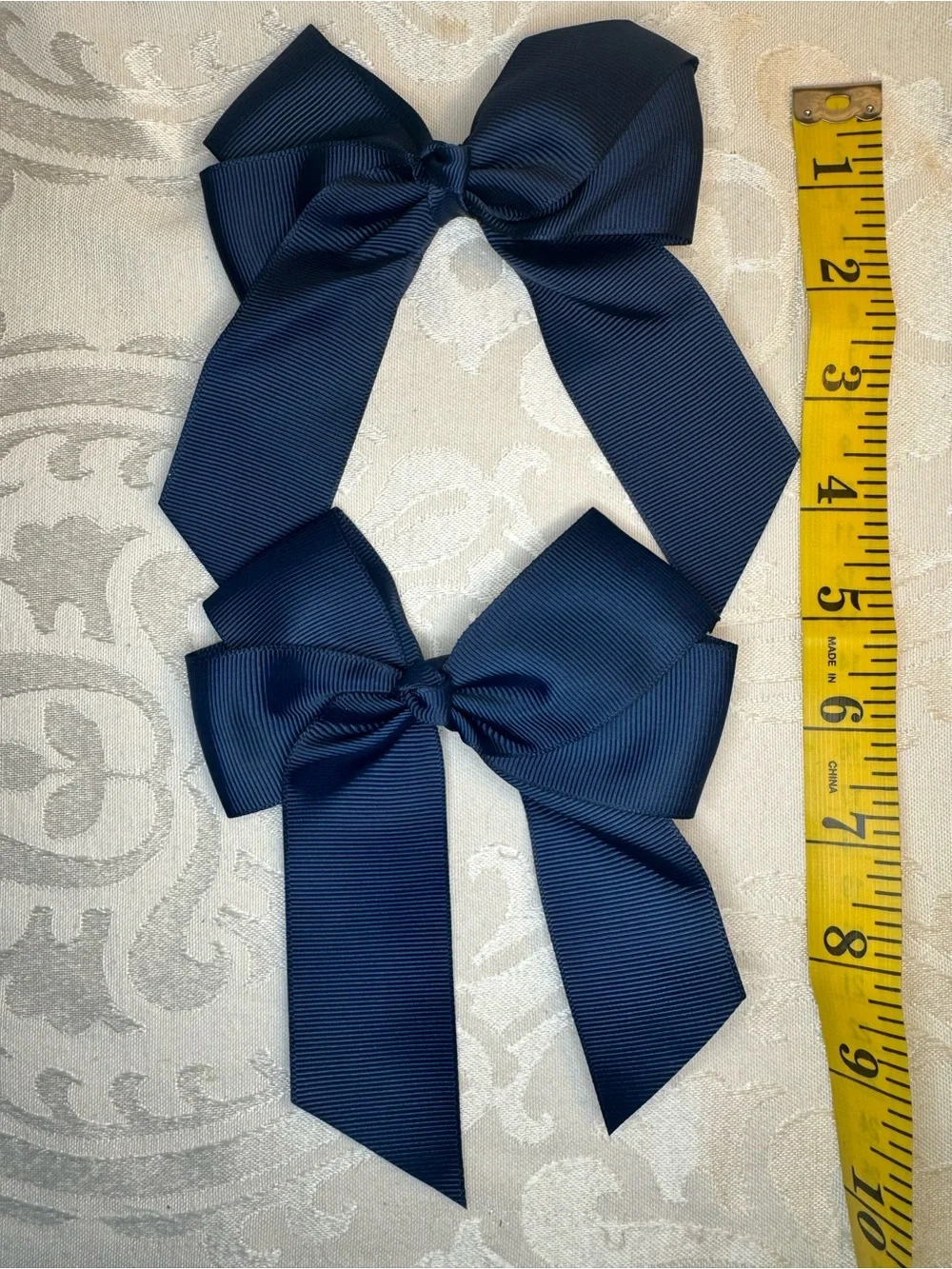 New Classic Navy Grosgrain Hair Bows - Set of 2